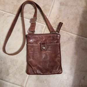 Roots Brown Leather Messenger Bag